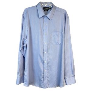Ralph Lauren Button Down Shirt Size 18 36/37‎ Slim Fit Blue Herringbone Preppy